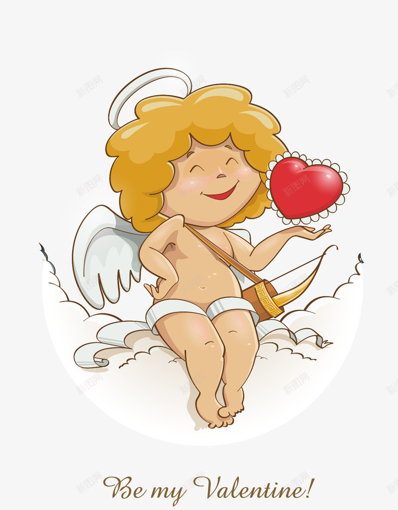 金发天使与爱心插画矢量图ai免抠素材_88icon https://88icon.com 卡通天使 爱心矢量图 金发天使 金发天使与爱心免费png下载 金发天使矢量图 矢量图