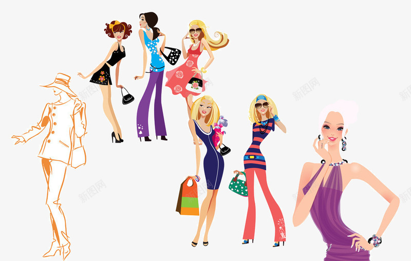 卡通美女图png免抠素材_88icon https://88icon.com 妙龄女孩 服饰鲜艳 美女爱逛街 非主流 非主流美女图片