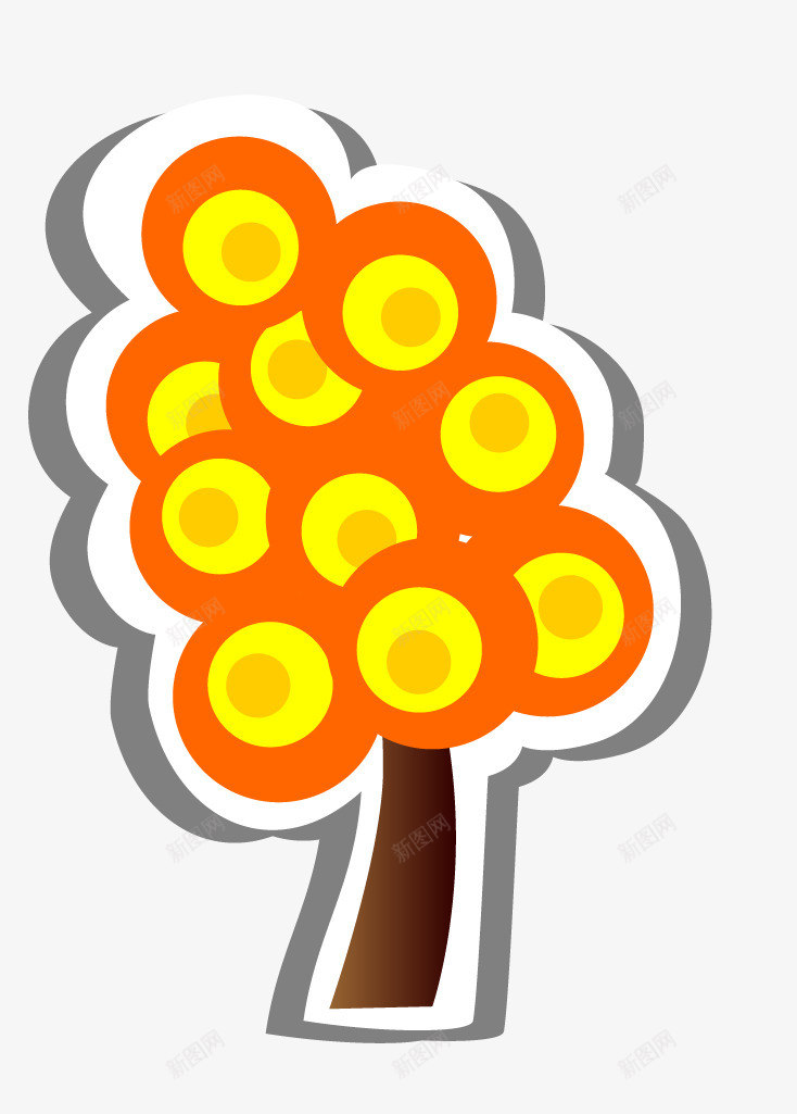 卡通黄色贴纸树木png免抠素材_88icon https://88icon.com 卡通 树木 贴纸 黄色
