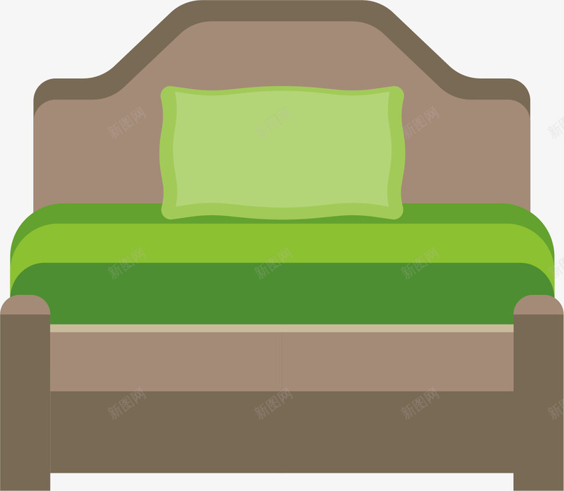 绿色靠背卡通家庭床png免抠素材_88icon https://88icon.com 卡通家庭床 家具 家庭床 床 矢量家庭床 绿色靠背
