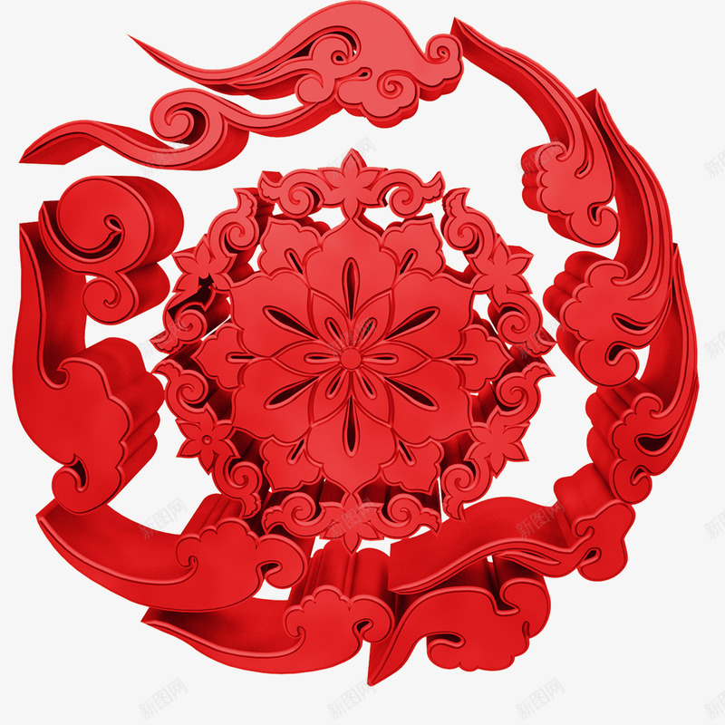 中国风镂空立体花png免抠素材_88icon https://88icon.com 中国风 元素 立体花 镂空