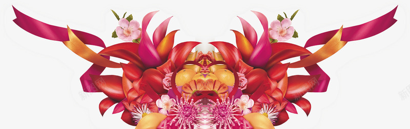 红色立体鲜花png免抠素材_88icon https://88icon.com 新春 橙子 花带 装饰 鲜花