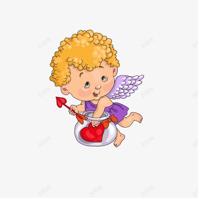 拿着红心的丘比特天使png免抠素材_88icon https://88icon.com 可爱金发天使矢量下载爱心丘比特天使箭婴儿卷发鱼缸