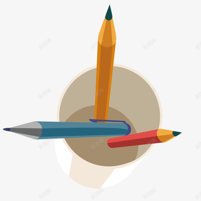 透明手绘笔筒png免抠素材_88icon https://88icon.com 办公素材 彩色 扁平化 文具