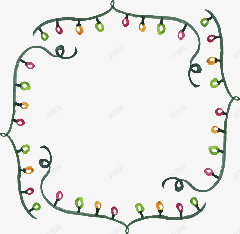 水彩圣诞彩灯边框png免抠素材_88icon https://88icon.com 圣诞彩灯 彩灯 彩灯边框 手绘彩灯 水彩彩灯 矢量png