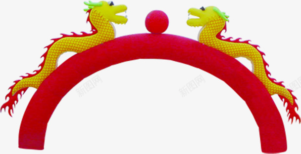 黄色金龙拱门开业png免抠素材_88icon https://88icon.com 半圆拱门 开业 拱门 金龙 金龙图案 黄色