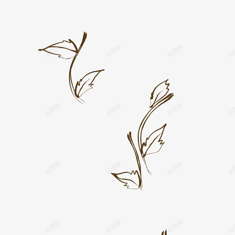 水墨式的花叶png免抠素材_88icon https://88icon.com 手绘 水墨 线稿 花叶