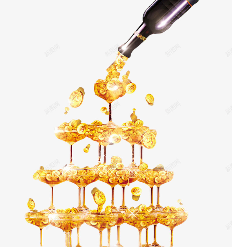 创意材财富元素png免抠素材_88icon https://88icon.com 创意 商务 海报 红酒 设计 财富 酒杯 金币
