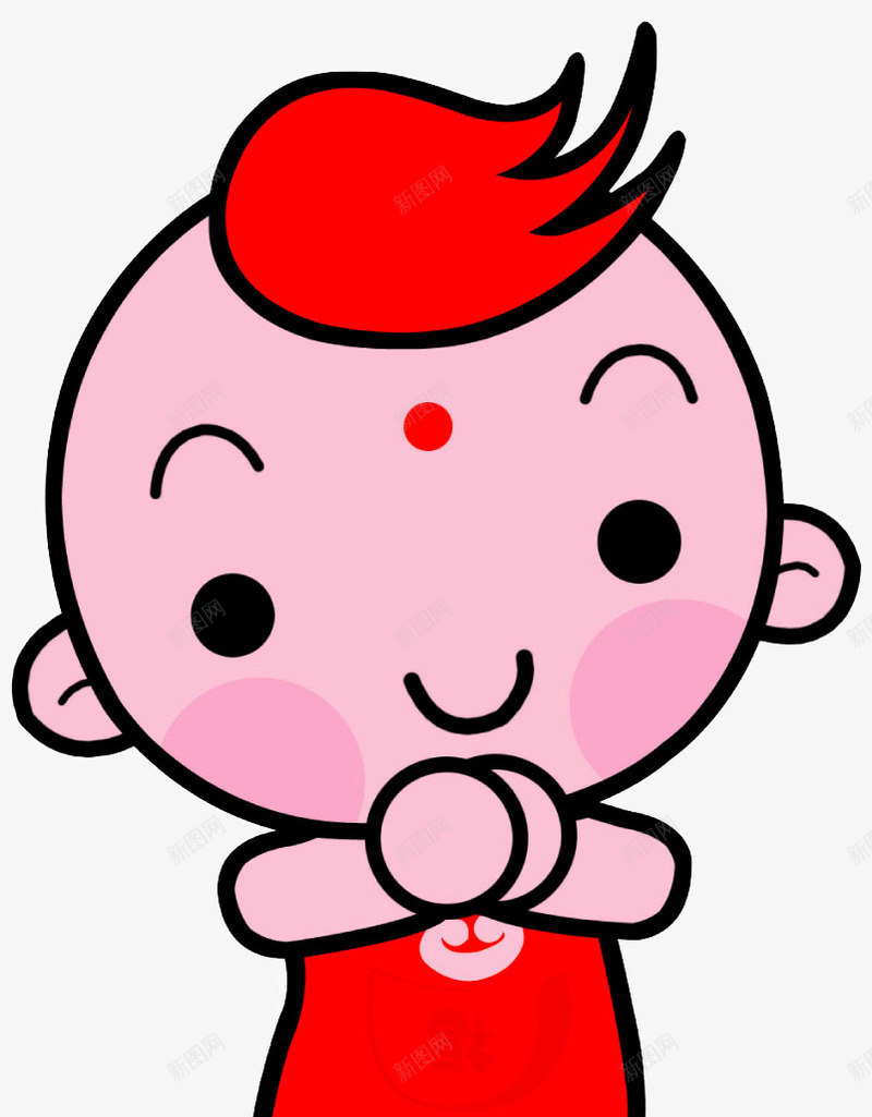 卡通小娃娃png免抠素材_88icon https://88icon.com 作揖 卡通 双手作揖 呆萌 圆脸娃娃 学前儿童 小娃娃 恭喜发财 红色头发 胖娃娃 萌娃娃 讨喜的娃娃 额头红点