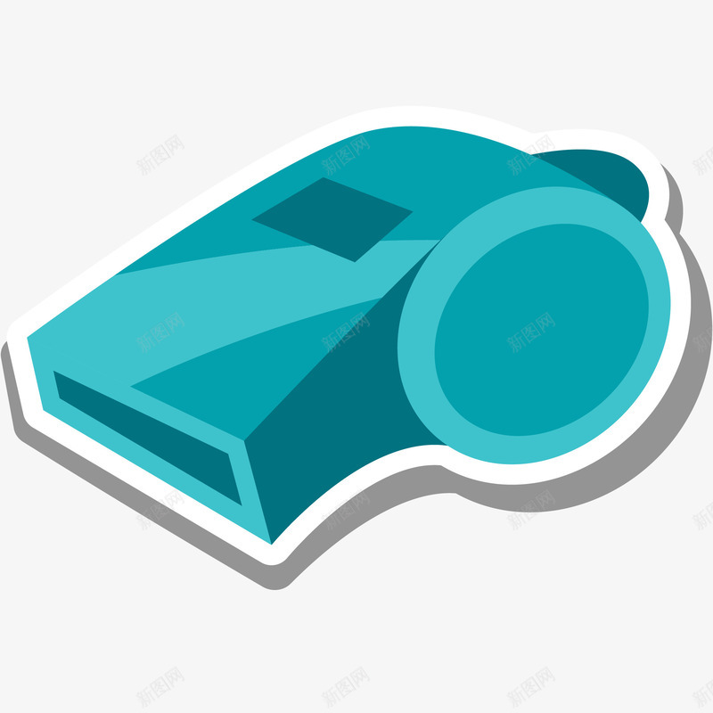 蓝色哨子插画矢量图ai免抠素材_88icon https://88icon.com 免抠PNG 口哨 哨子 哨子贴纸设计 蓝色哨子矢量插画 足球比赛 矢量图