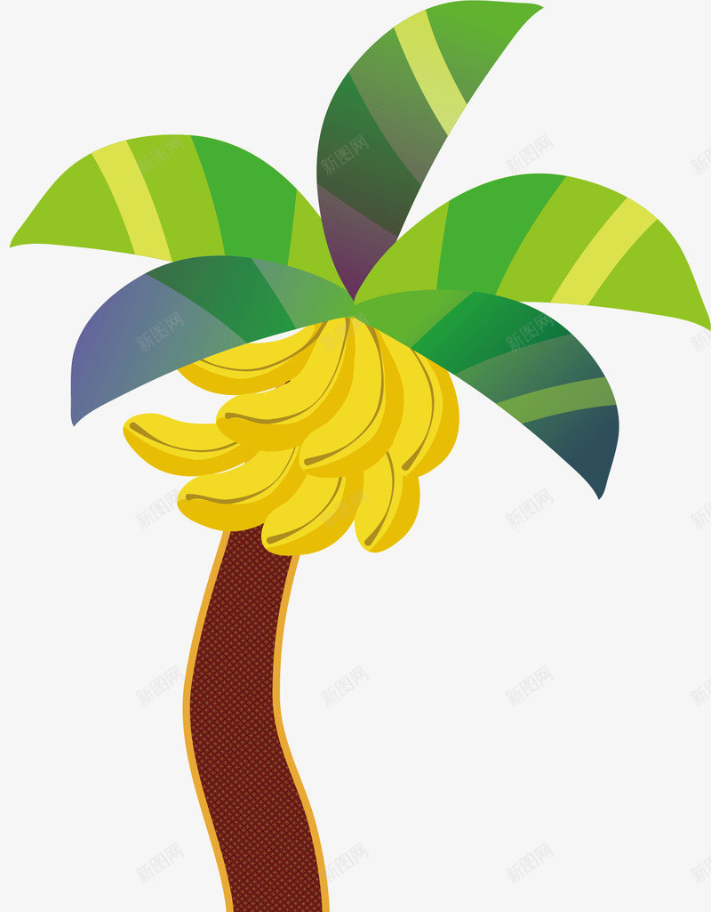 卡通香蕉树png免抠素材_88icon https://88icon.com 卡通 树叶 植物 香蕉