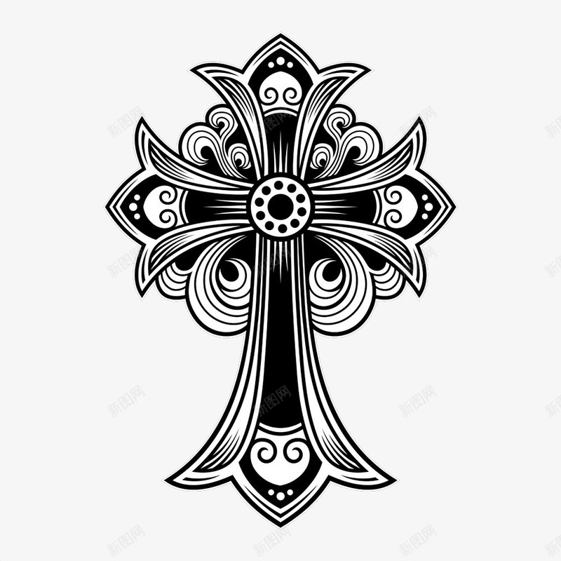 一个抽象的图案png免抠素材_88icon https://88icon.com 十字架 抽象图案 镂空 黑白色