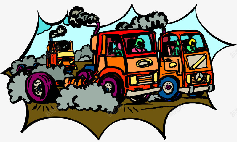 卡通手绘越野卡车比赛插画png免抠素材_88icon https://88icon.com 卡通的交通工具 平面越野车 手绘的越野车 矢量越野车 越野卡车比赛插画