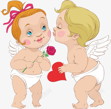 可爱的小天使png免抠素材_88icon https://88icon.com 孩子 小天使 爱心 玫瑰花 翅膀