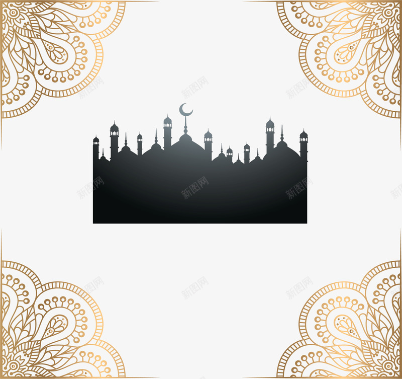 镂空宗教金色花纹矢量图ai免抠素材_88icon https://88icon.com 伊斯兰 宗教花纹 矢量png 穆罕穆德 金色花纹 镂空花纹 矢量图