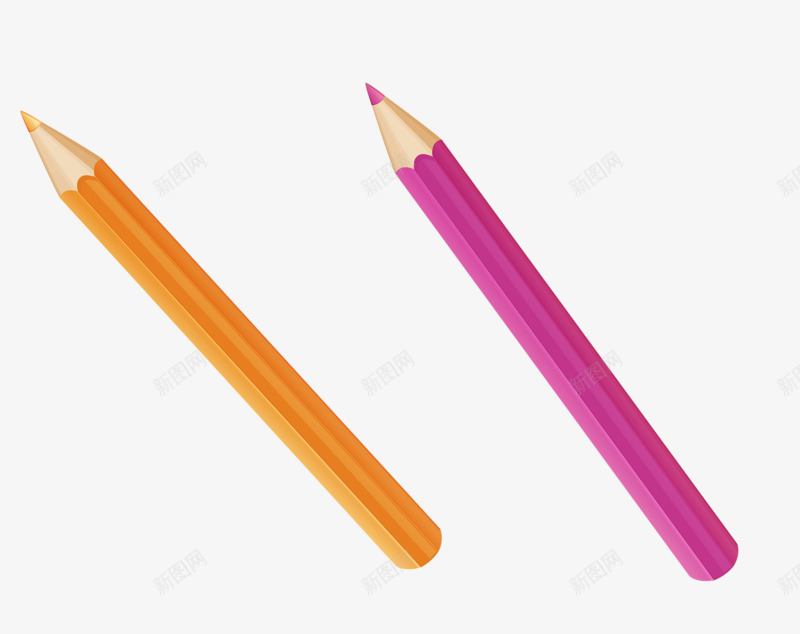 两只彩笔png免抠素材_88icon https://88icon.com 彩笔 彩色 文具 铅笔