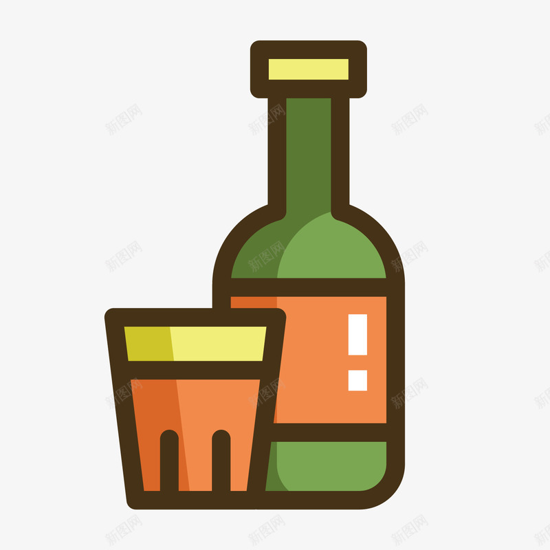 彩色手绘酒瓶元素矢量图ai免抠素材_88icon https://88icon.com 创意 卡通插画 喝的 彩色 手绘 线稿 酒瓶 高光 矢量图