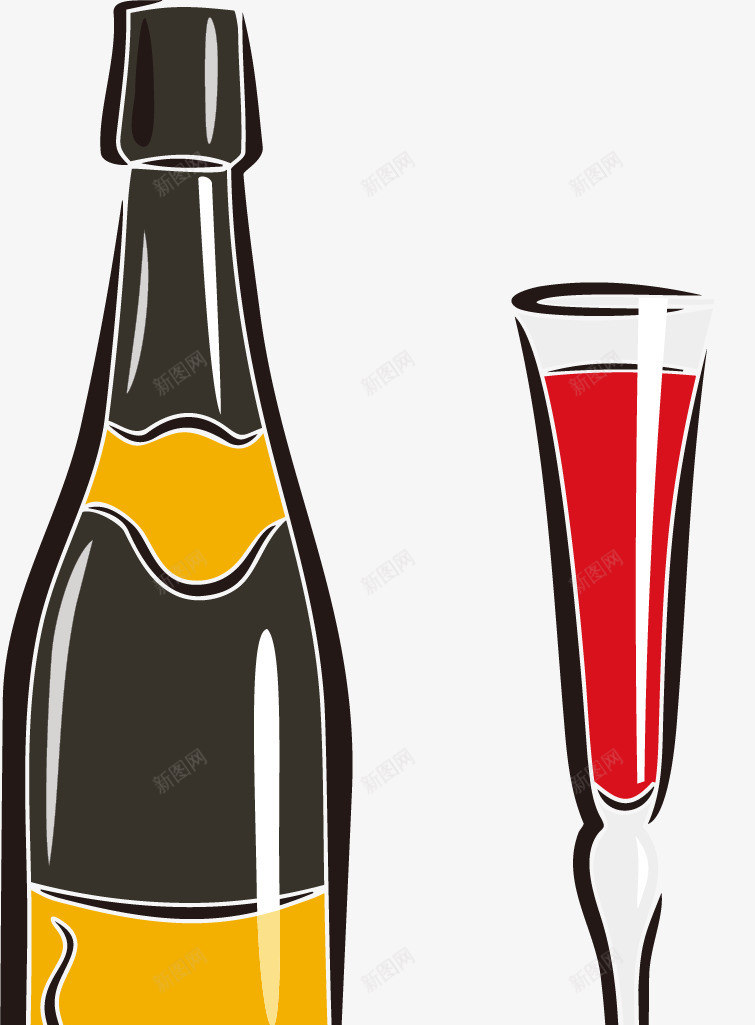 卡通手绘酒杯酒瓶矢量图ai免抠素材_88icon https://88icon.com 卡通 手绘 酒杯 酒瓶 矢量图