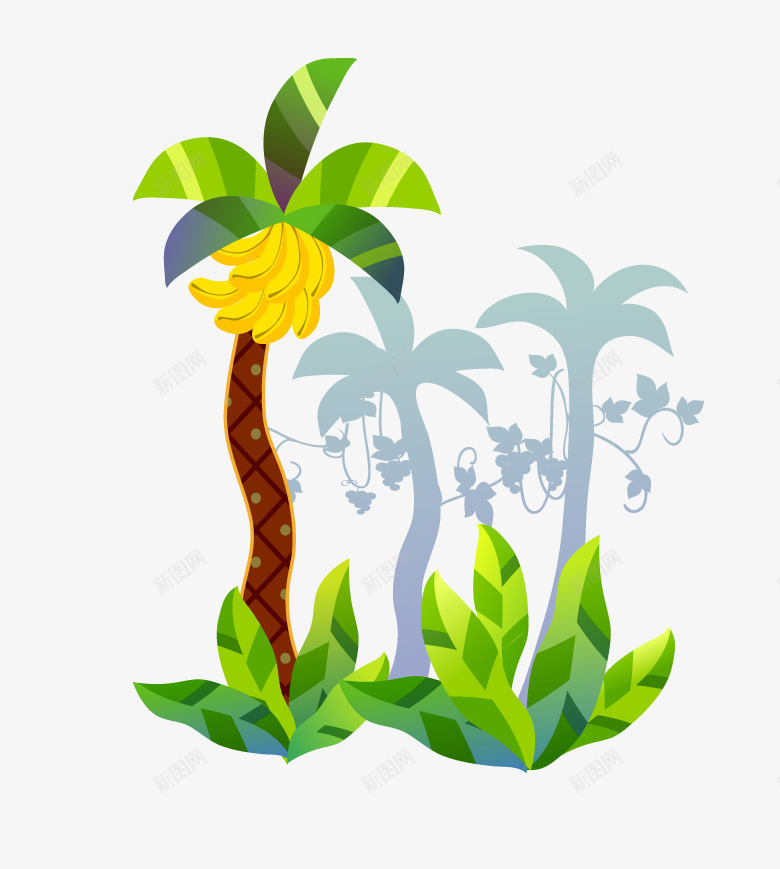 香蕉树png免抠素材_88icon https://88icon.com 卡通 果树 植物 香蕉树