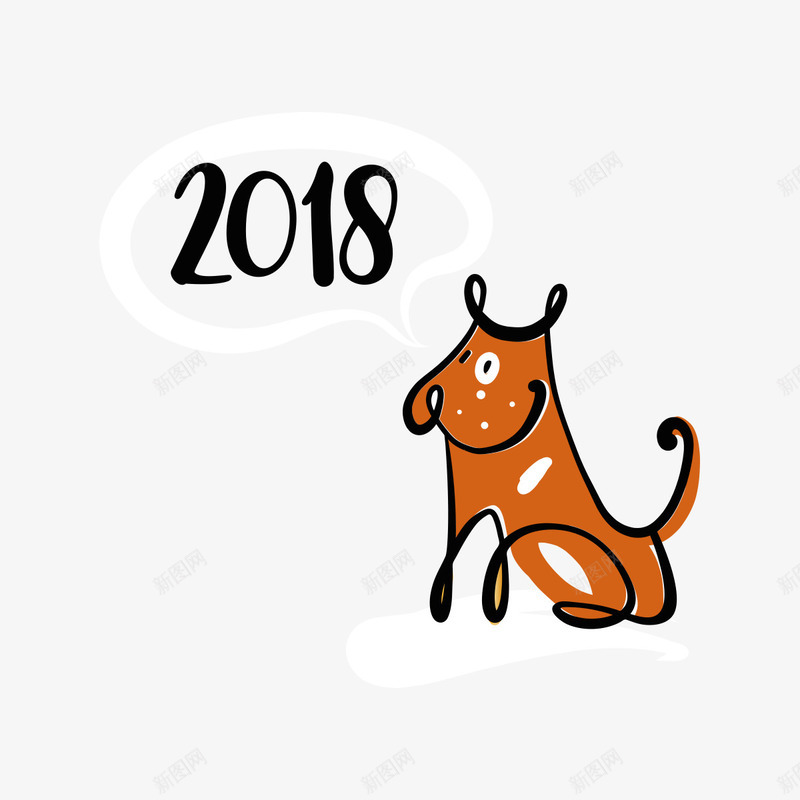 2018新年狗狗形象手绘矢量图ai免抠素材_88icon https://88icon.com 2018 创意 可爱 小狗 形象 手绘 新年 新春 狗狗 线条 矢量图