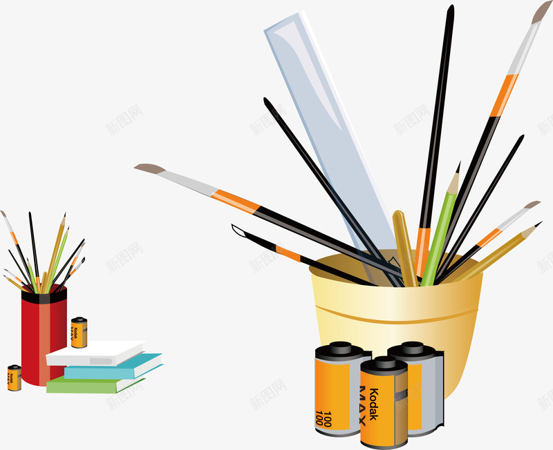 笔筒文具胶卷卡通矢量图ai免抠素材_88icon https://88icon.com 卡通文具 卡通矢量 文具 矢量卡通 笔筒 胶卷 矢量图