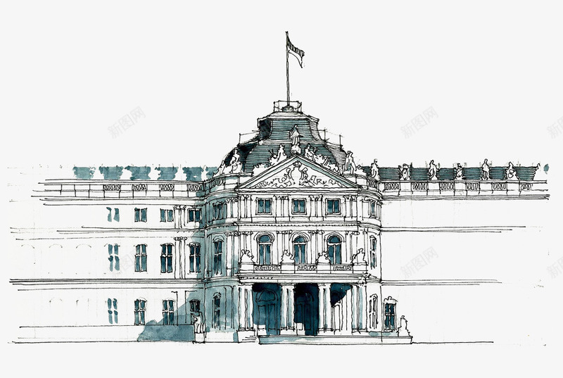 建筑速写png免抠素材_88icon https://88icon.com 建筑 手绘 线描 线稿 速写 风景