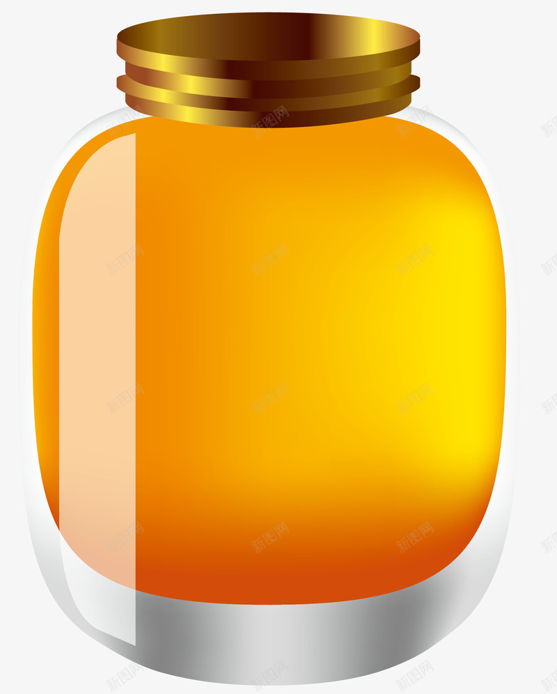 装满蜂蜜的瓶子png免抠素材_88icon https://88icon.com 密封 玻璃 瓶子 蜂蜜