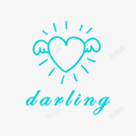蓝色爱心天使线框手绘png免抠素材_88icon https://88icon.com 天使 爱心 蓝色