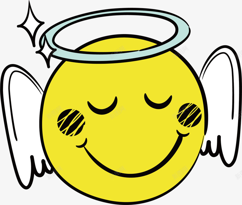 大黄脸天使小人png免抠素材_88icon https://88icon.com 大黄脸 天使 安详 白色翅膀 矢量素材