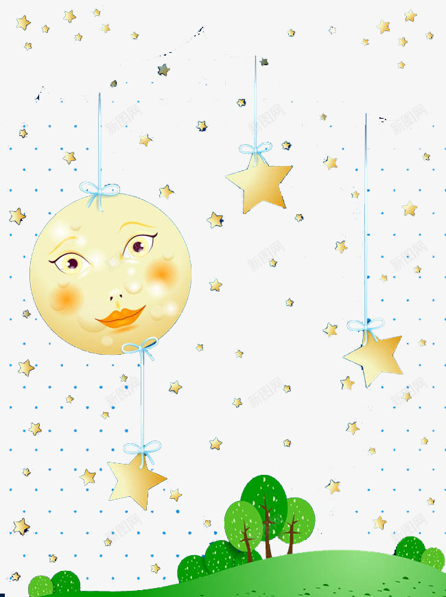 卡通月夜风景剪贴画贴纸背景png免抠素材_88icon https://88icon.com 剪贴 卡通 卡通风景 月夜 风景 风景卡通 风景素材 风景背景