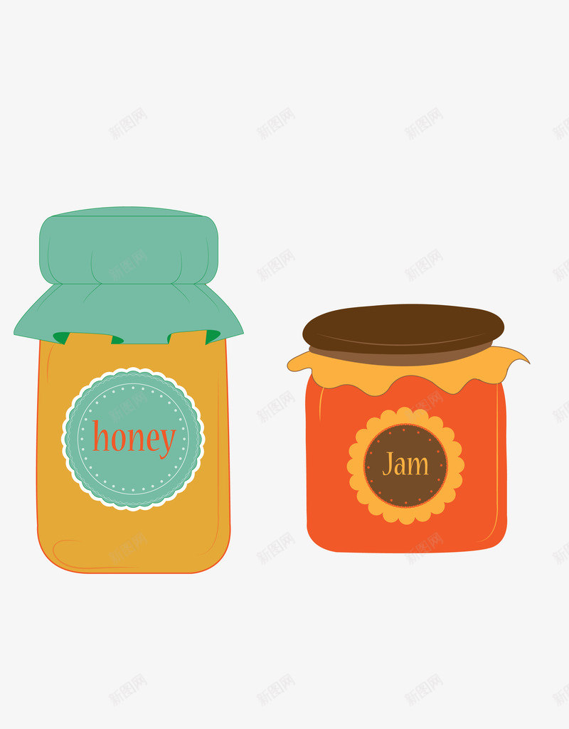 美味的蜂蜜和果酱png免抠素材_88icon https://88icon.com 卡通手绘 果酱 瓶子 美味 蜂蜜