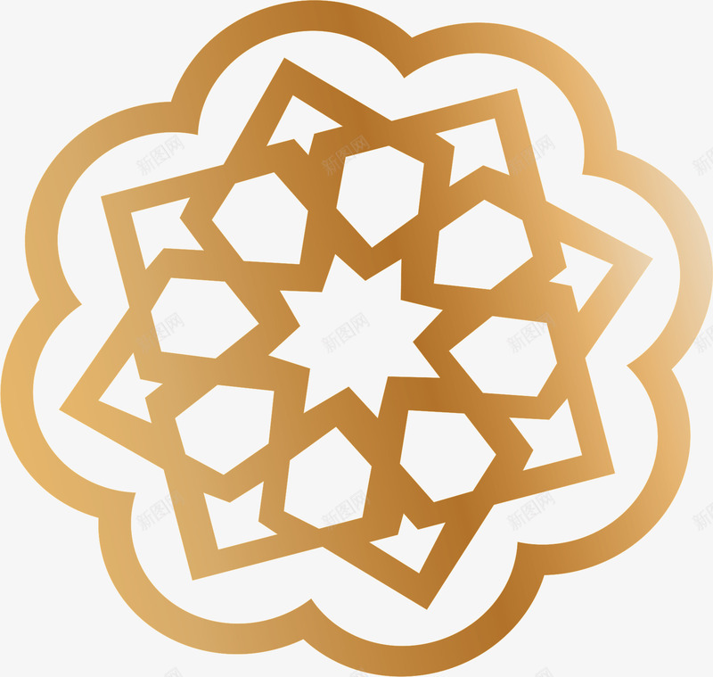 镂空效果金色花纹矢量图ai免抠素材_88icon https://88icon.com 宗教节日 宗教花纹 矢量png 金色花纹 镂空 镂空花纹 矢量图