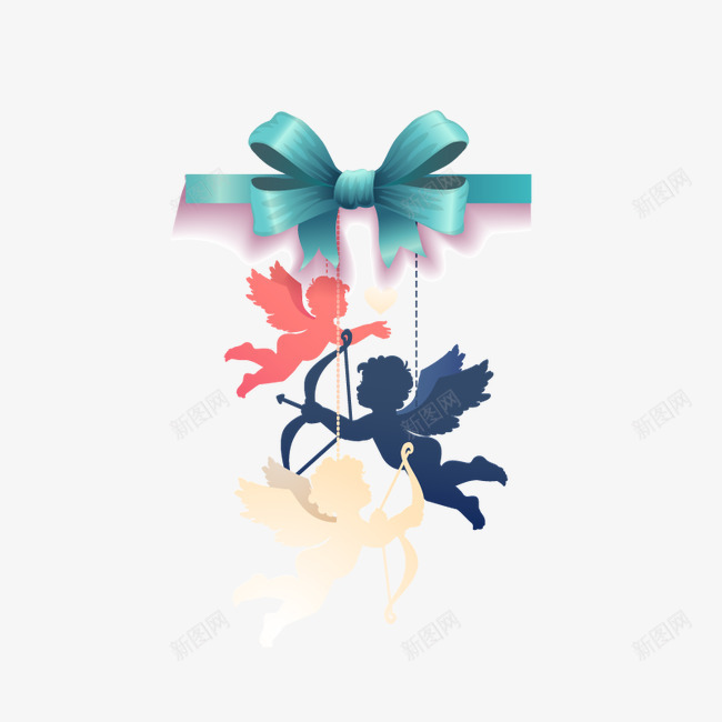 天使蝴蝶结png免抠素材_88icon https://88icon.com 丘比特 天使 弓箭 蝴蝶结