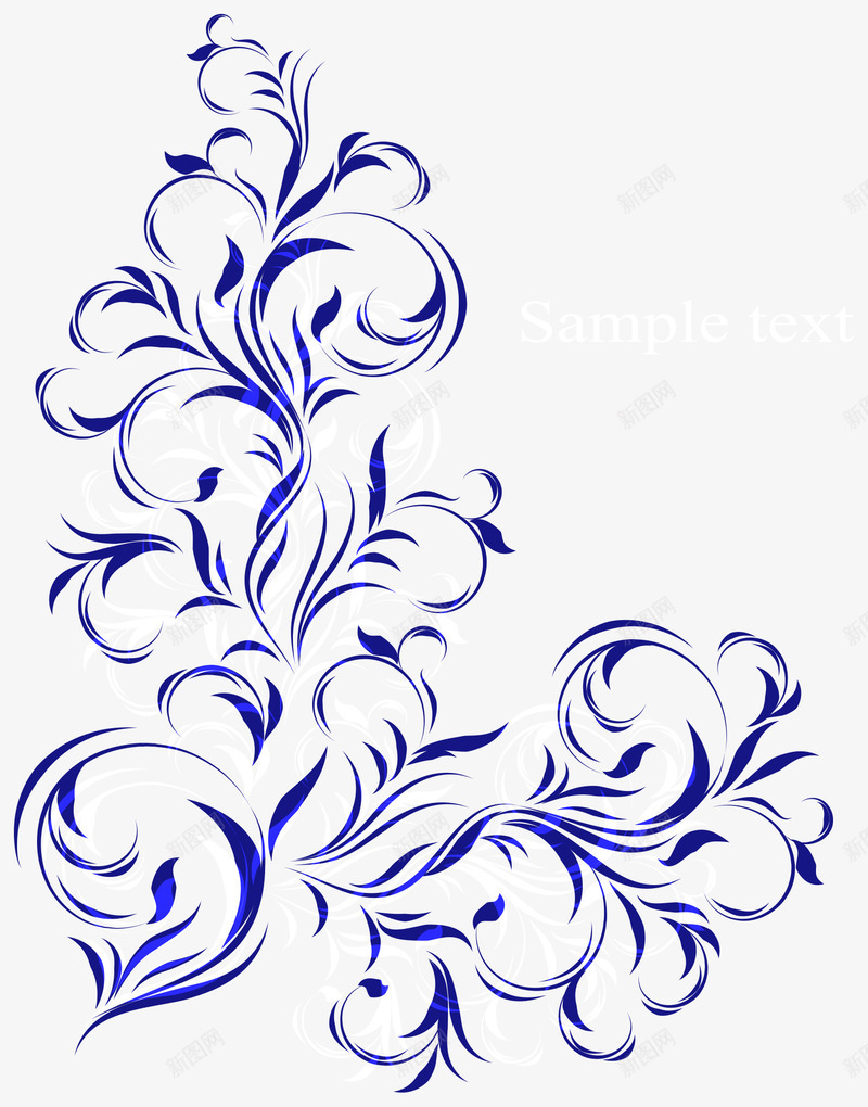 蓝色经典花纹png免抠素材_88icon https://88icon.com 花纹 花边 蓝色 镂空