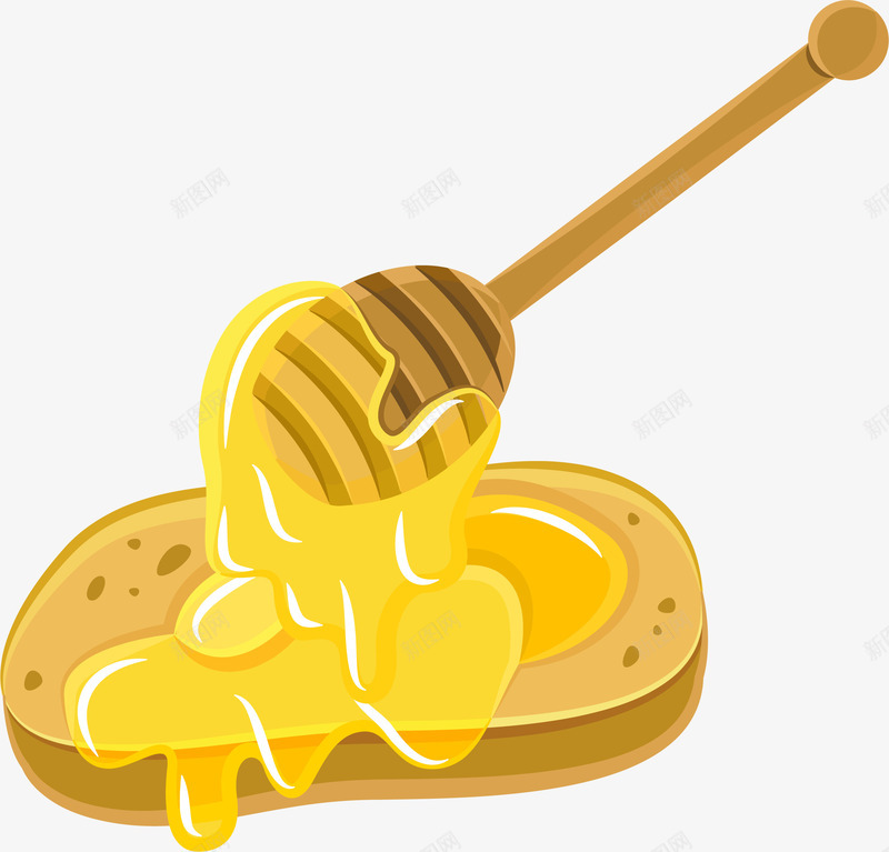 卡通手绘蜂蜜和切片png免抠素材_88icon https://88icon.com 卡通 手绘 早餐 矢量图案 蜂蜜 面包切片 食物