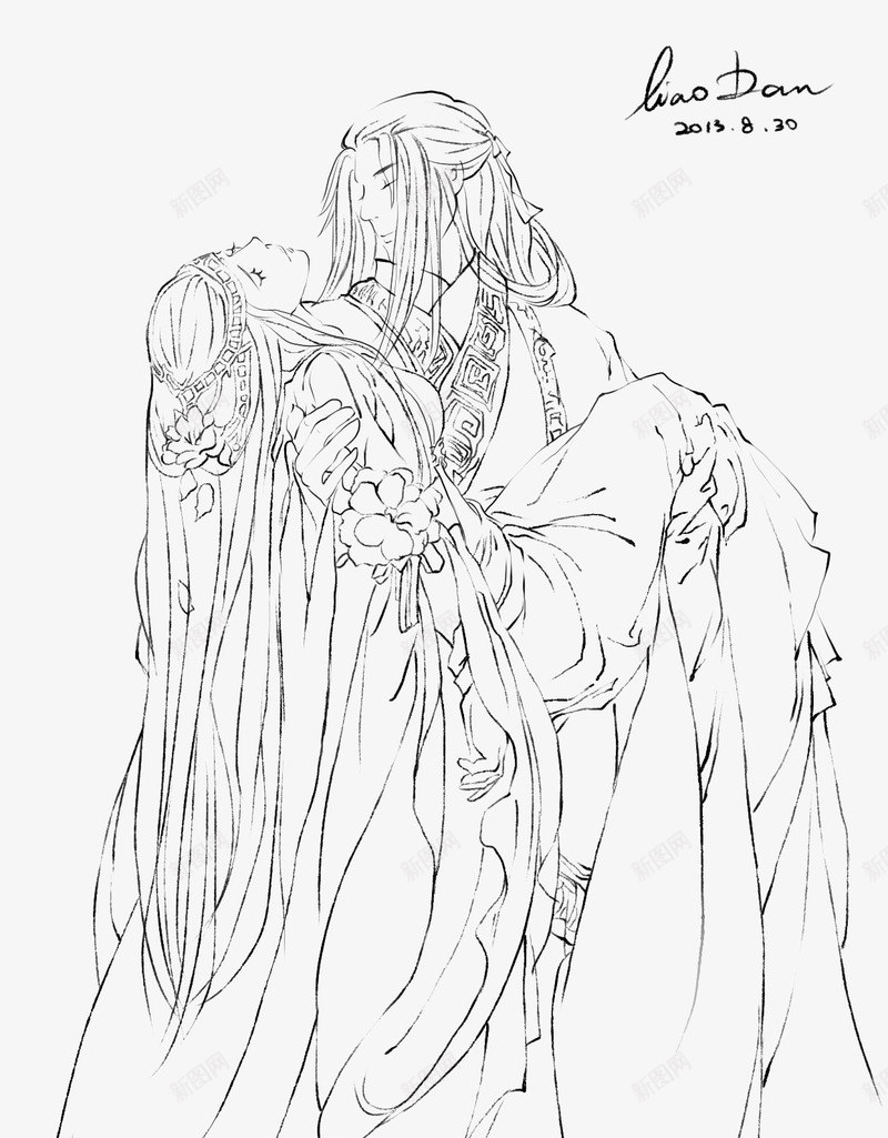 手绘古风人物png免抠素材_88icon https://88icon.com 卡通 卡通古风 古装 古装线稿 手绘 手绘古风 线描