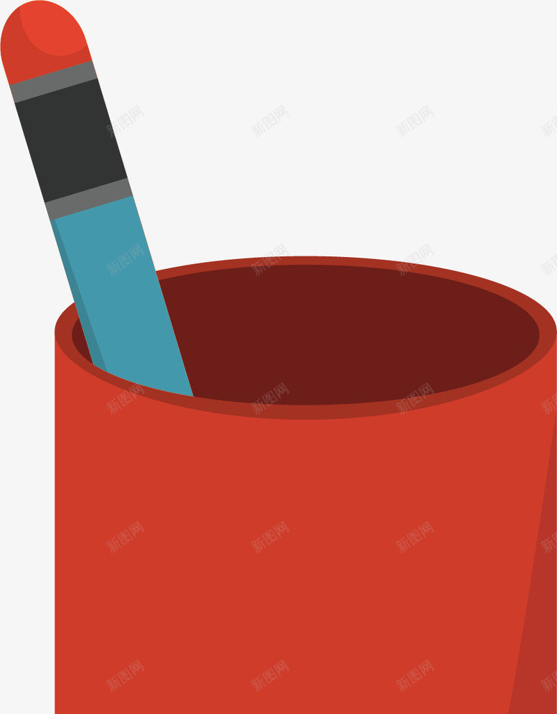 卡通文具筒矢量图ai免抠素材_88icon https://88icon.com 卡通 收纳 文具 笔杆 笔筒 红色 设计 矢量图