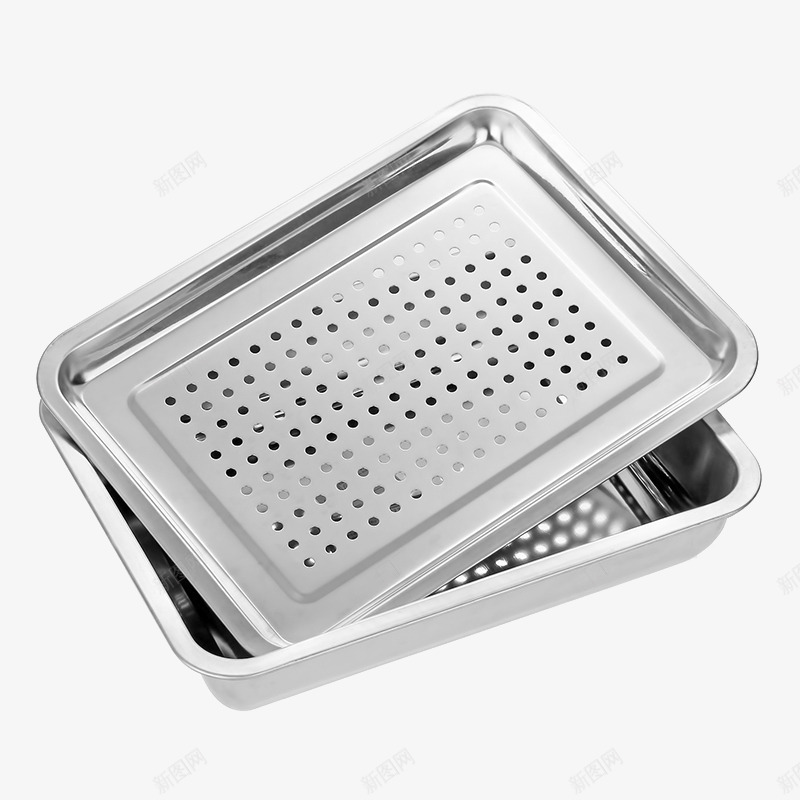 不锈钢漏盘png免抠素材_88icon https://88icon.com 不锈钢漏盘 不锈钢盘子 产品实物 冲孔方盘子 各种方盘子 滤水盘 茶具 茶盘 长方形托盘 饭盘