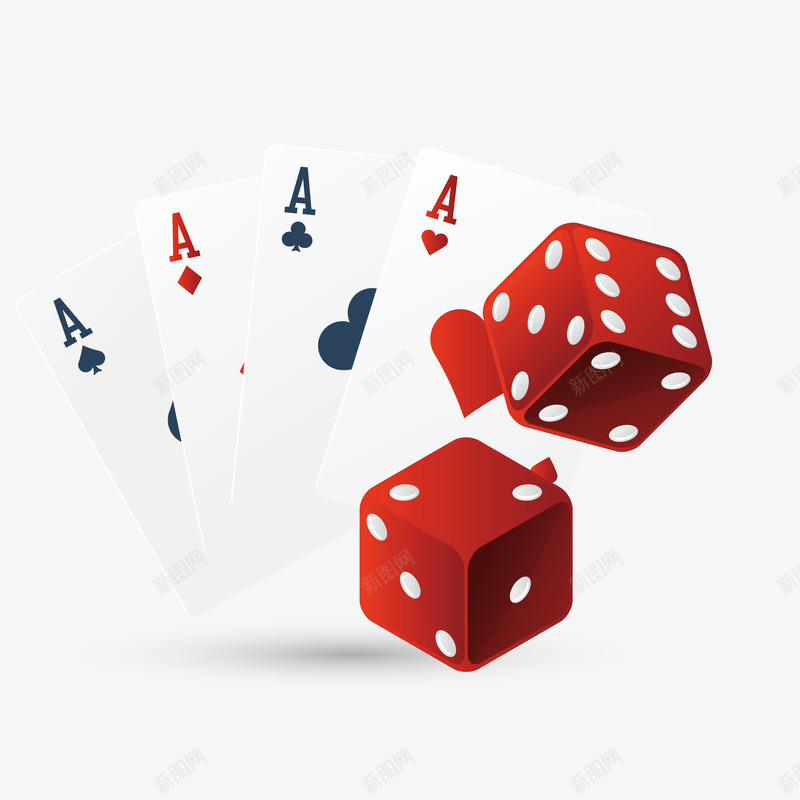 红色色子矢量图eps免抠素材_88icon https://88icon.com 海报 激烈 白色敞开的扑克牌 矢量源文件素材 赌桌 矢量图