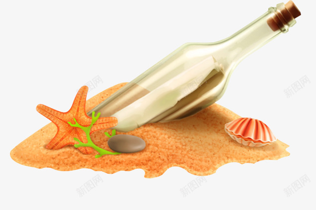卡通漂流瓶png免抠素材_88icon https://88icon.com 卡通 彩色 手绘 水彩 海星 漂流瓶 装饰