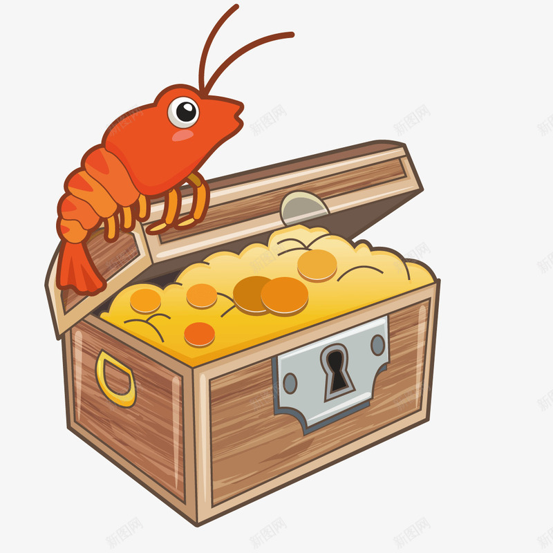 趴在宝箱上的龙虾矢量图ai免抠素材_88icon https://88icon.com 宝箱 宝藏 龙虾 矢量图