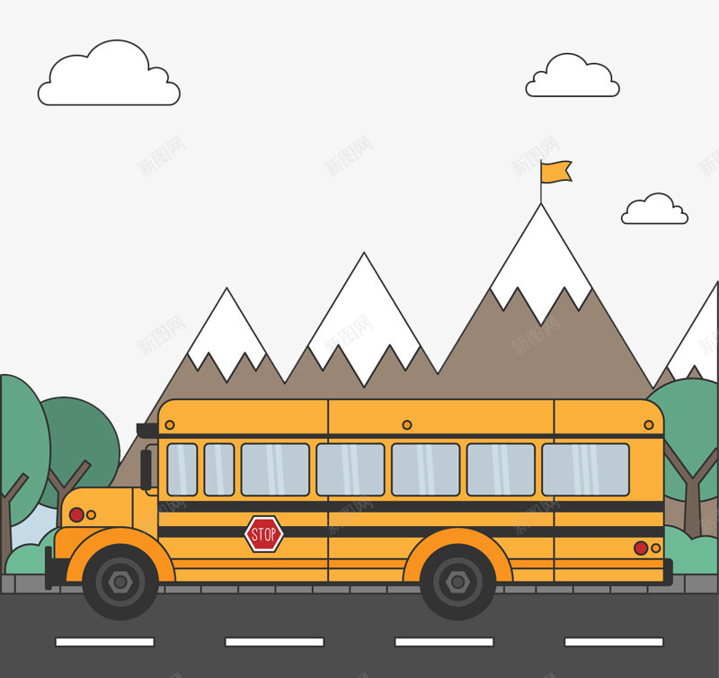 开往学校的黄色校车png免抠素材_88icon https://88icon.com 学校 校车 黄色