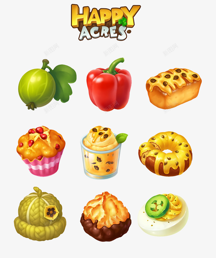 卡通蛋糕面包甜点png免抠素材_88icon https://88icon.com 卡通 水果 甜点 红椒 蛋糕 面包 面包圈