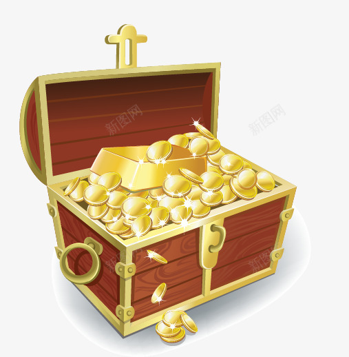 藏宝箱矢量图eps免抠素材_88icon https://88icon.com 藏宝箱 金子 金币 矢量图