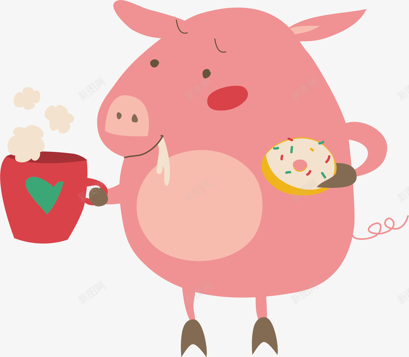 吃零食的小猪矢量图ai免抠素材_88icon https://88icon.com 卡通小猪 小猪 点心 甜点 粉色 粉色小猪 矢量图