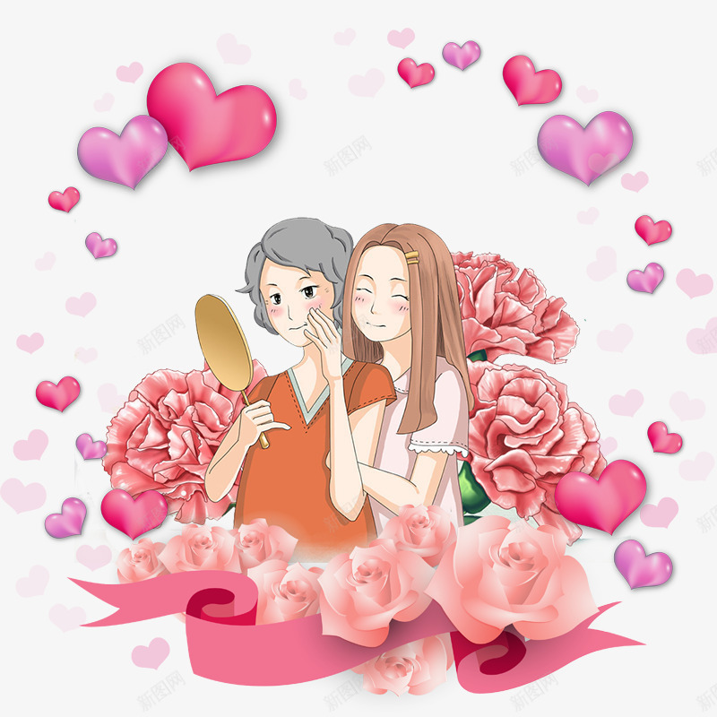 母亲节插画照镜子的人物psd免抠素材_88icon https://88icon.com 幸福 插画设计 母亲节 母爱 温馨 照镜子 美丽的妈妈