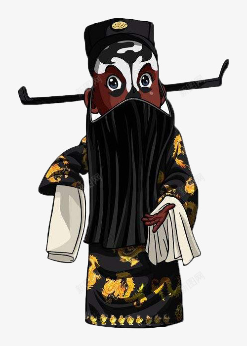 包青天京剧卡通造型png免抠素材_88icon https://88icon.com 京剧 包大人 包青天 卡通造型 黑色戏服