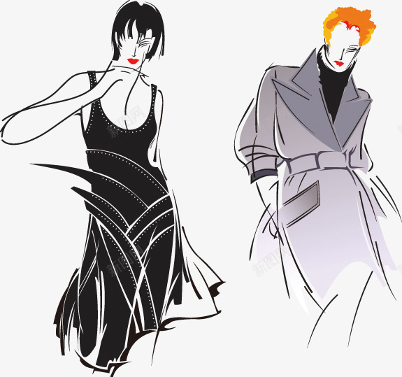 手绘女模特矢量图eps免抠素材_88icon https://88icon.com EPS格式 个性时尚手绘女模特矢量素材下载 女人 女孩 女性 女模特 手绘人物 时尚个性 服装模特 服装设计 矢量人物 矢量图