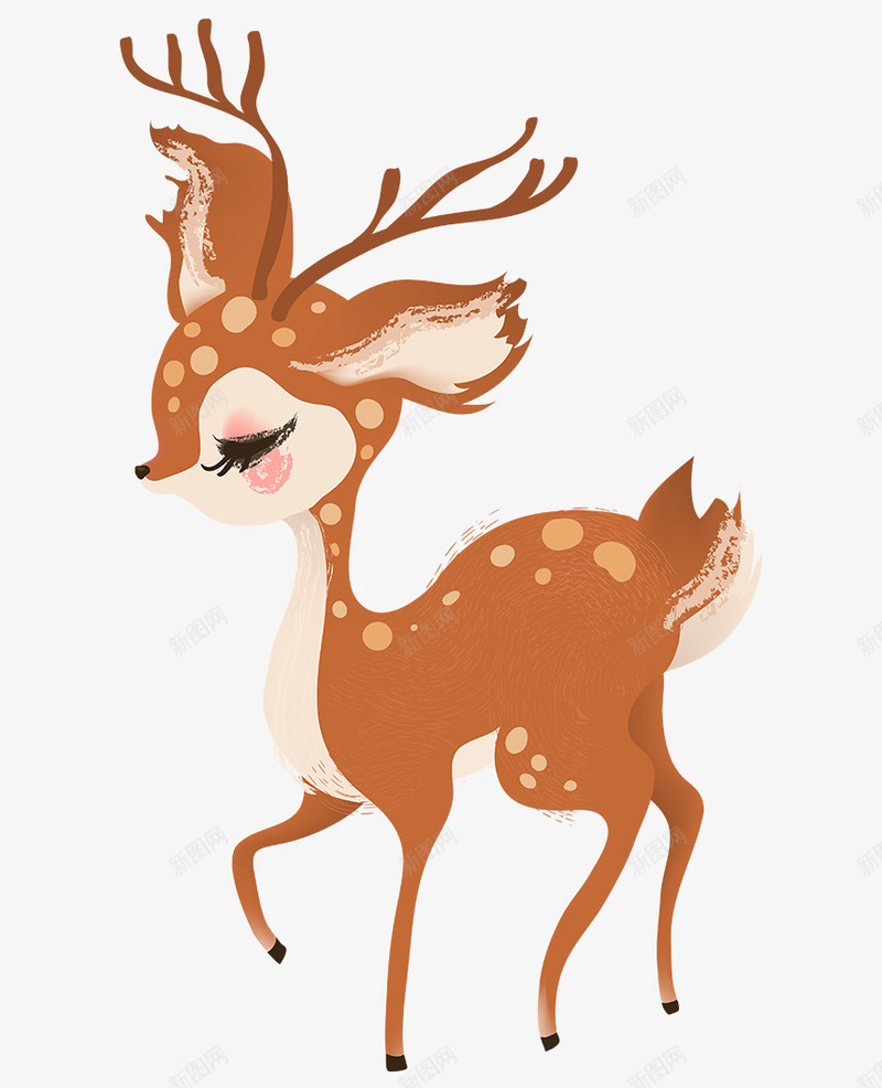 卡通手绘可爱的小鹿png免抠素材_88icon https://88icon.com 创意 动漫动画 卡通手绘 卡通鹿 可爱的小鹿 简约