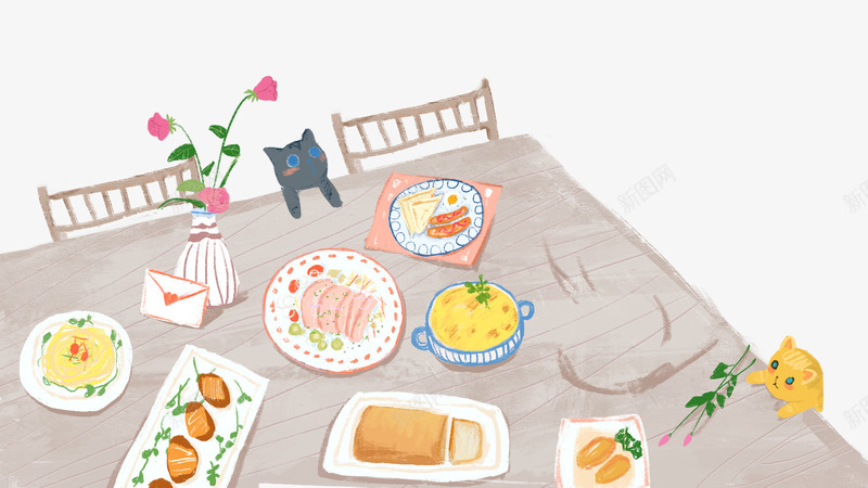 卡通手绘桌子上的食物花朵装psd免抠素材_88icon https://88icon.com 免抠卡通手绘桌子上的食物花朵装饰免费下载 卡通 手绘 桌子上的 猫咪装饰 盘子里的食物 食物花朵装饰